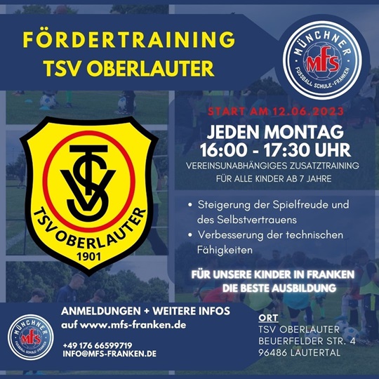 Wöchentliches Fördertraining der MFS Franken beim TSV Oberlauter